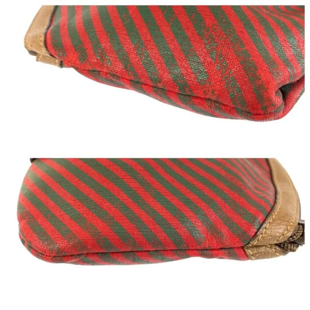 Gucci Vintage Red Green Brown Leather Pouch Makeup - Picture 6 of 9